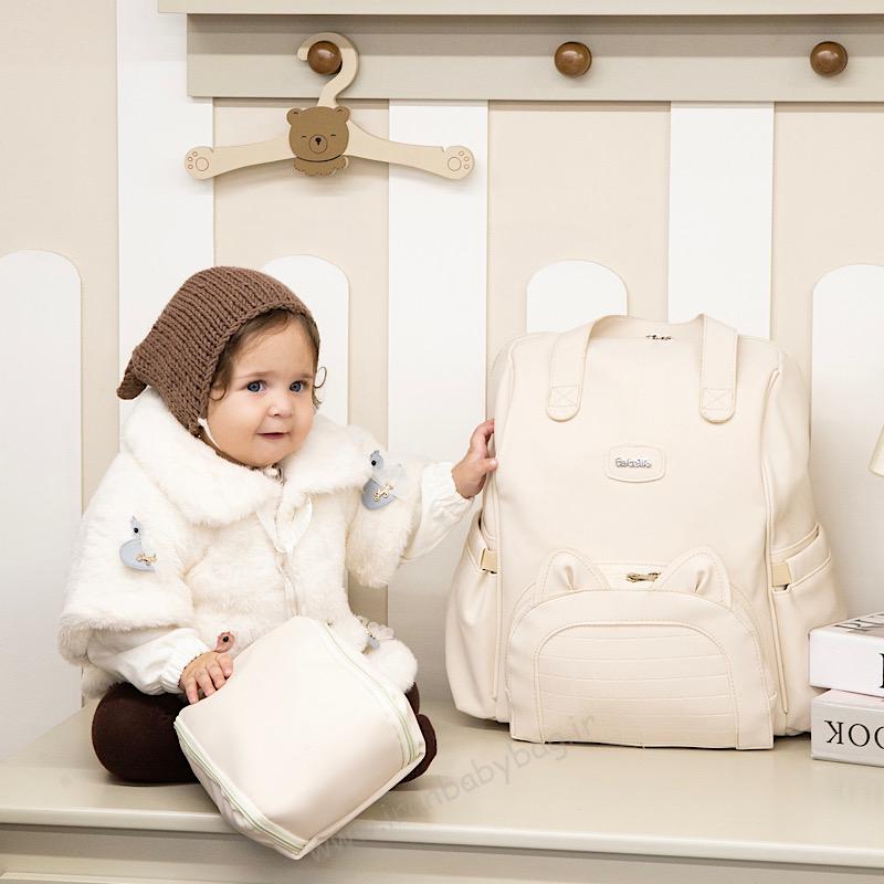 کوله پشتی لوازم نوزادی مدل نانسی کرم کوله پشتی لوازم مادر و بچه مدل نانسی کرم