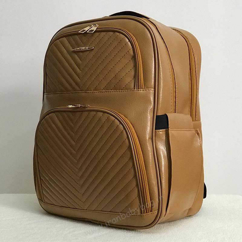 کوله لوازم نوزاد چرم مدل کارگو ساک و کوله لوازم نوزاد چرم مدل کارگو عسلی