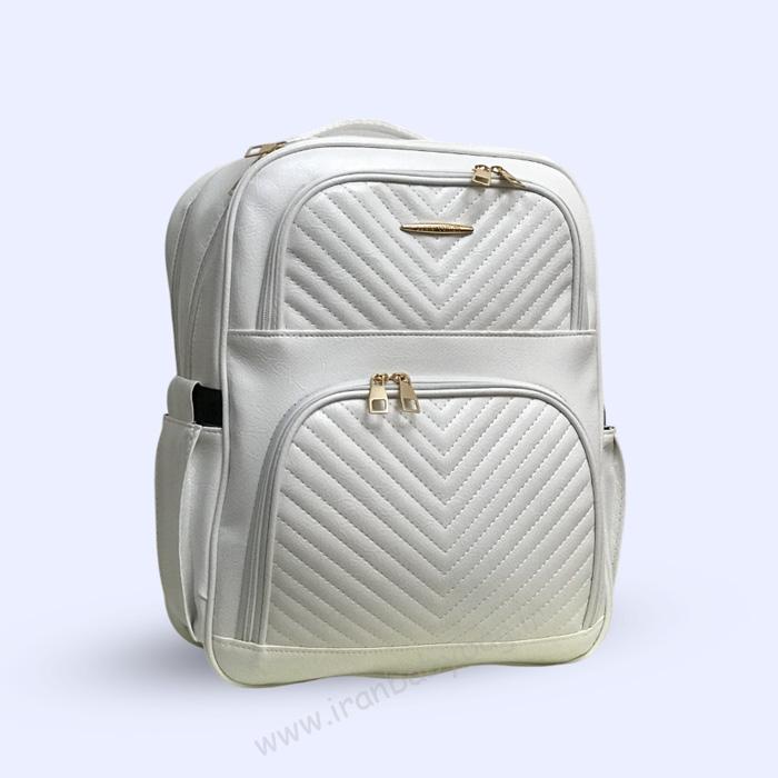 کوله لوازم نوزاد چرم مدل کارگو کوله لوازم نوزاد چرم مدل کارگو سفید