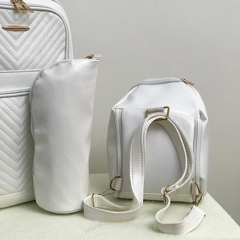 لوازم جانبی اقلام همراه کوله لوازم نوزاد چرم مدل کارگو سفید