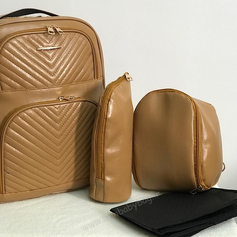 کوله لوازم نوزاد چرم مدل کارگو کوله لوازم و وسایل مادر و نوزاد چرم مدل کارگو عسلی