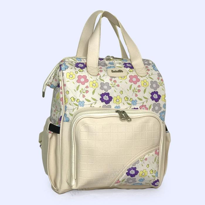 کوله پشتی لوازم نوزاد مدل نما چرم گلدار کوله پشتی لوازم نوزاد برند ببتو ، کیف بیمارستان،کیف وسایل مادر و کودک