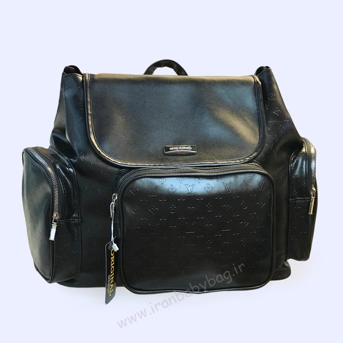 کیف وسایل نوزاد چرم مشکی کیف لوازم نوزاد چرم زیبا و با دوام، کیف وسایل نوزاد چرم مشکی