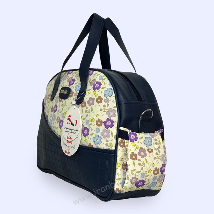 ساک رودوشی لوازم نوزاد گلدار ببتو ساک رودوشی لوازم نوزاد اسپرت سورمه ای