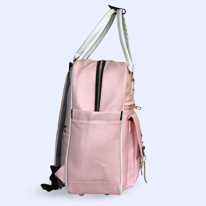 کوله پشتی لوازم نوزاد چرم کاسپین از پهلو کوله پشتی لوازم نوزاد چرم سیسمونی دخترانه