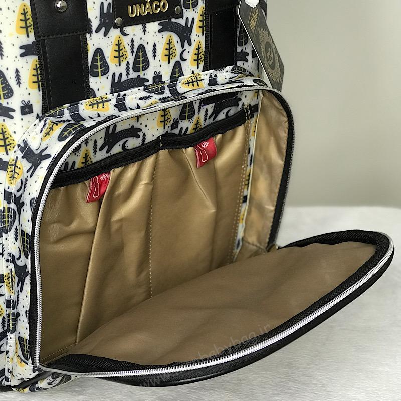 عکس جیبهای کوله پشتی لوازم نوزاد مدل روشا کوله پشتی لوازم نوزاد مدل روشا دارای جیب عایق