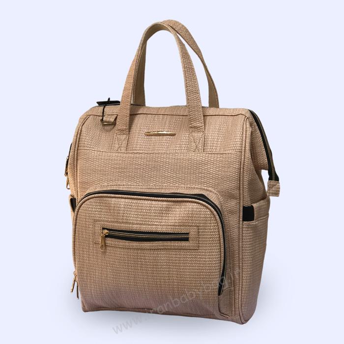 کیف نوزاد چرم مدل نوبل کیف کولهای لوازم نوزاد چرم مدل نوبل رنگ نخودی