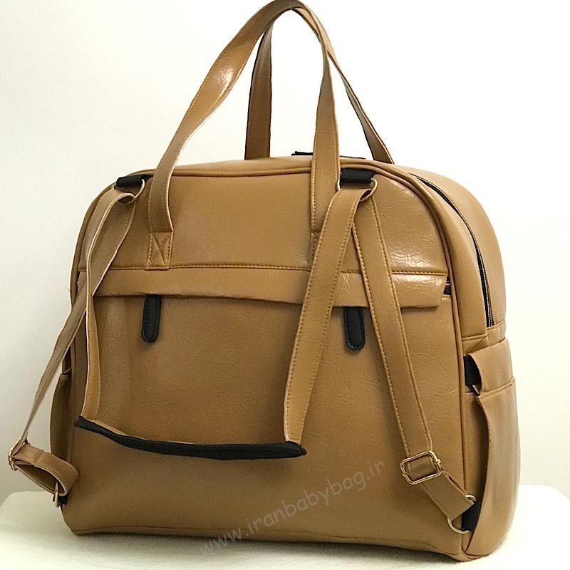 ساک لوازم نوزاد چرم ویانا رنگ عسلی ساک لوازم 3 کاره نوزاد چرم ویانا رنگ عسلی