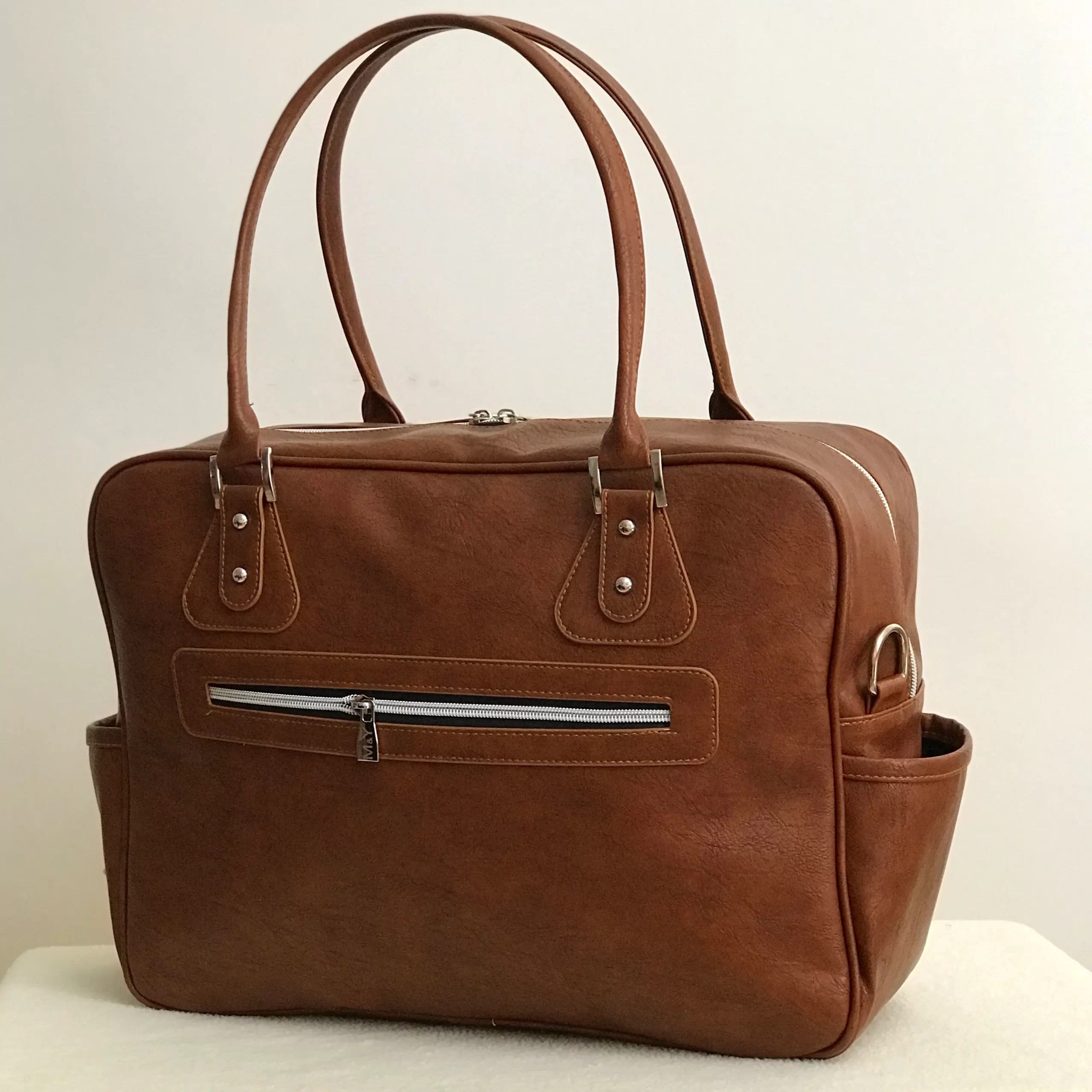 ساک لوازم نوزاد دو جیب کیف بیمارستانی چرم