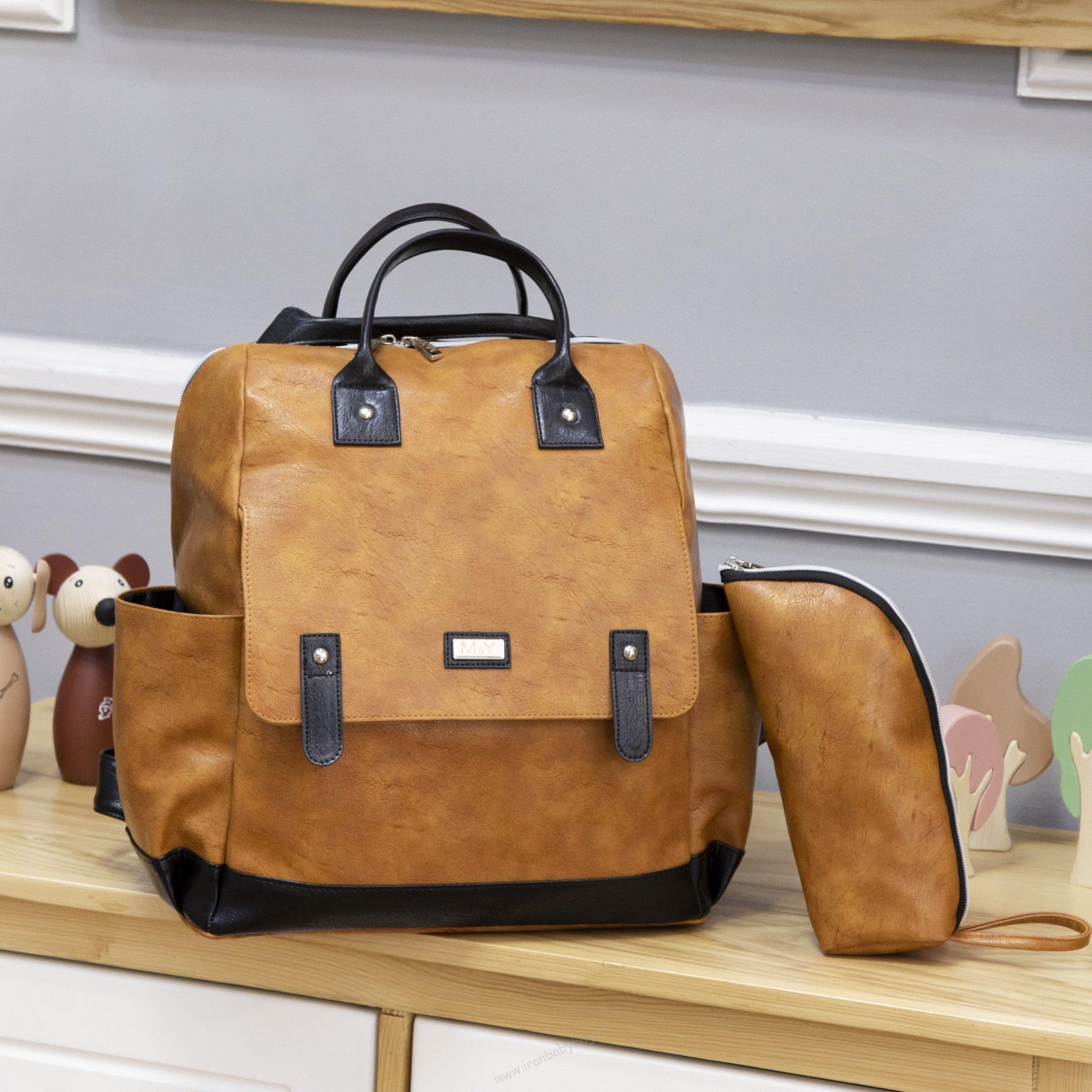 کوله لوازم نوزاد بیمارستانی ساک لوازم نوزاد لاکچری چرم